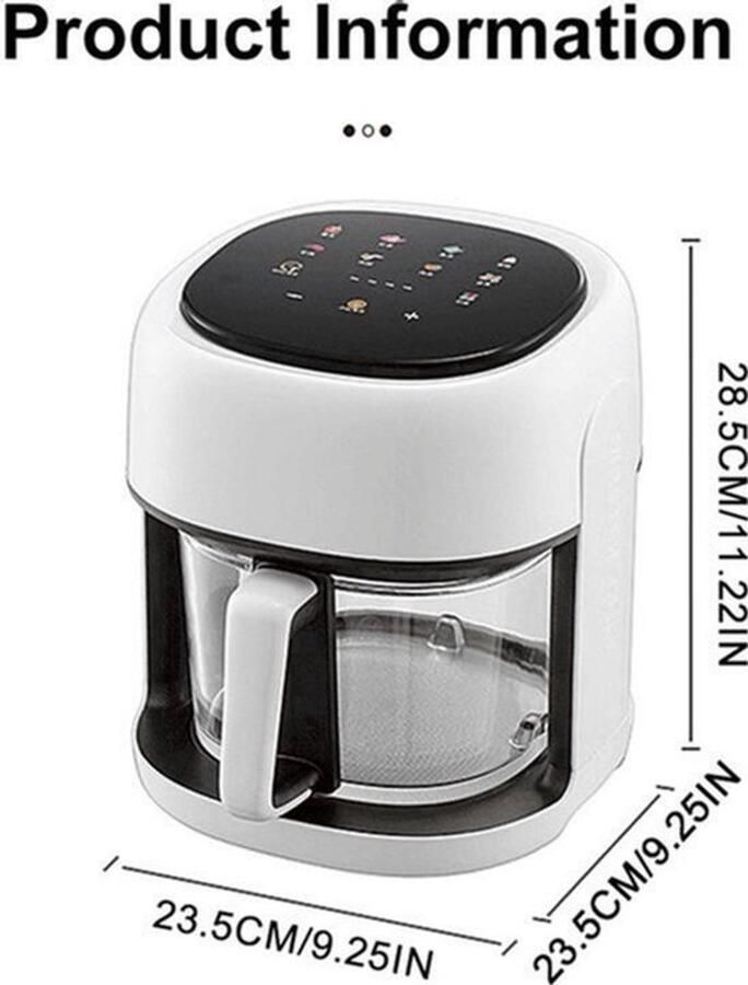 Heteluchtfriteuse Compact Glas 360° Uniforme Heteluchtcirculatie 5.11 Kg Gezond Koken Makkelijk Schoon Te Maken