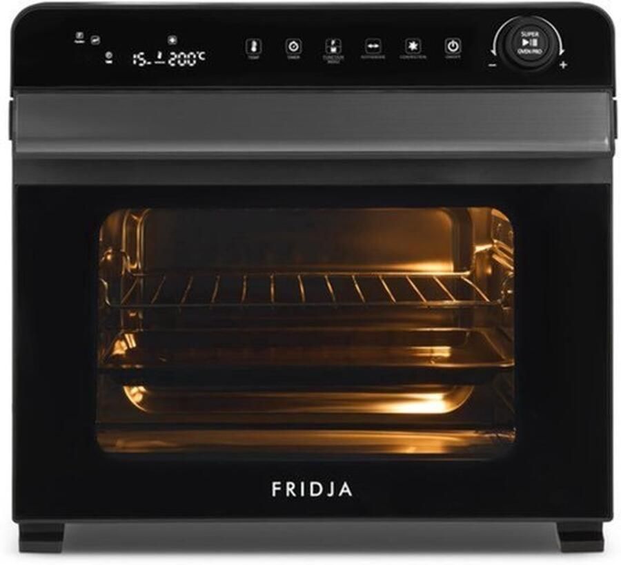 Heteluchtfriteuse Digitaal 30 Liter Capaciteit 1600 Watt Vermogen Roestvrij Stalen Interieur Mat Zwart Multifunctionele Oven