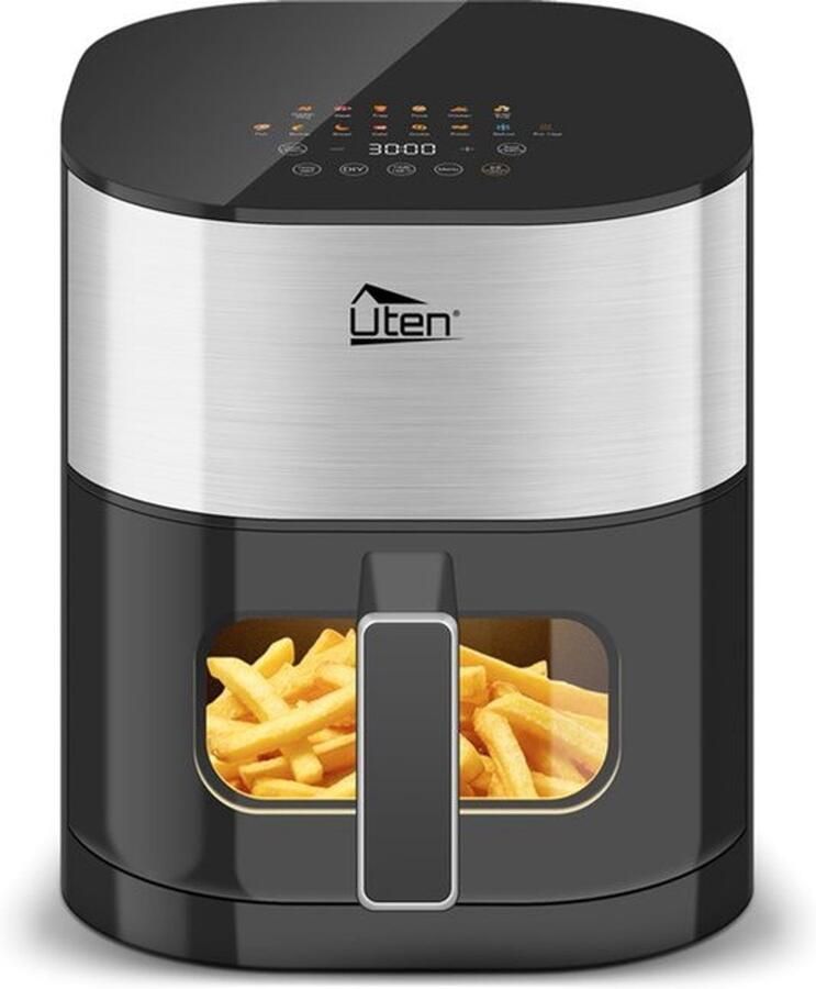 Heteluchtfriteuse Dual Zone 2000 W Vermogen 5 Liter Inhoud Roestvrij Staal Olievrij Bakken Airfryer