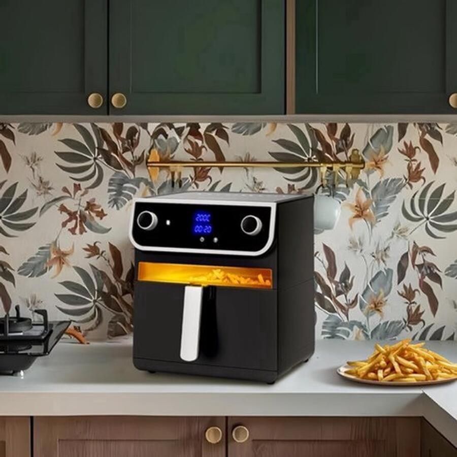 Heteluchtfriteuse Transparant Venster 1700 W Vermogen 8 Liter Inhoud Kunststof En Glas Gezond Koken En Bakken