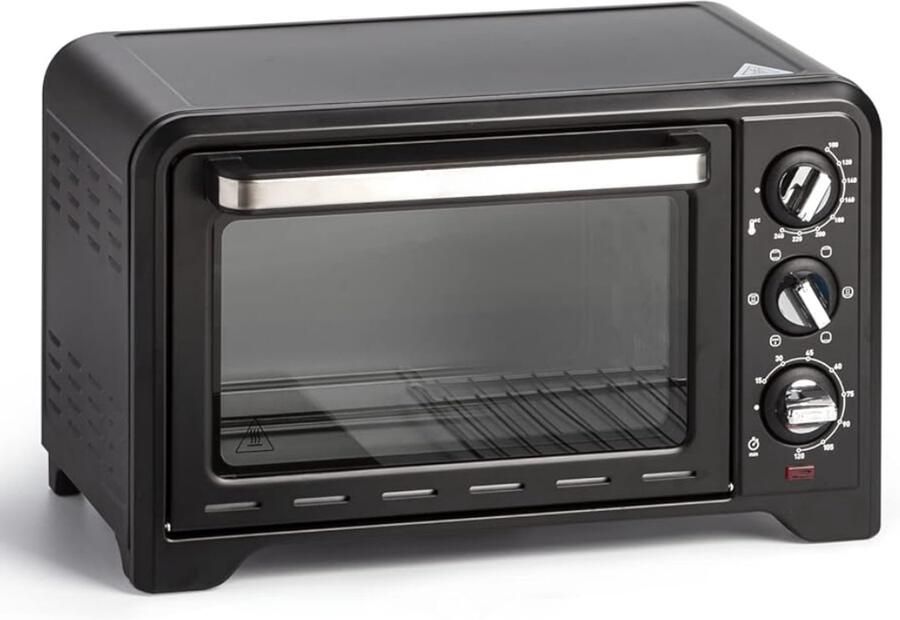Ploutos Oven Elektrische Oven Vrijstaande Elektrische Oven – Luxe Heteluchtoven met Grillfunctie Zwart 32cm x 47cm x 28cm
