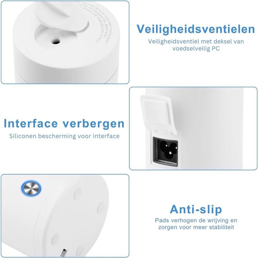 HEZIVO Kleine Waterkoker Mini Reiswaterkoker Compact Design Camping Formaat 3-in-1 Roestvrij 400 ML