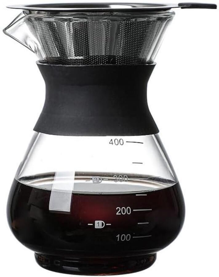 HEZIVO Koffiezetapparaat Filterkoffie Koffiemachine Handmatig RVS Filter 400 ml