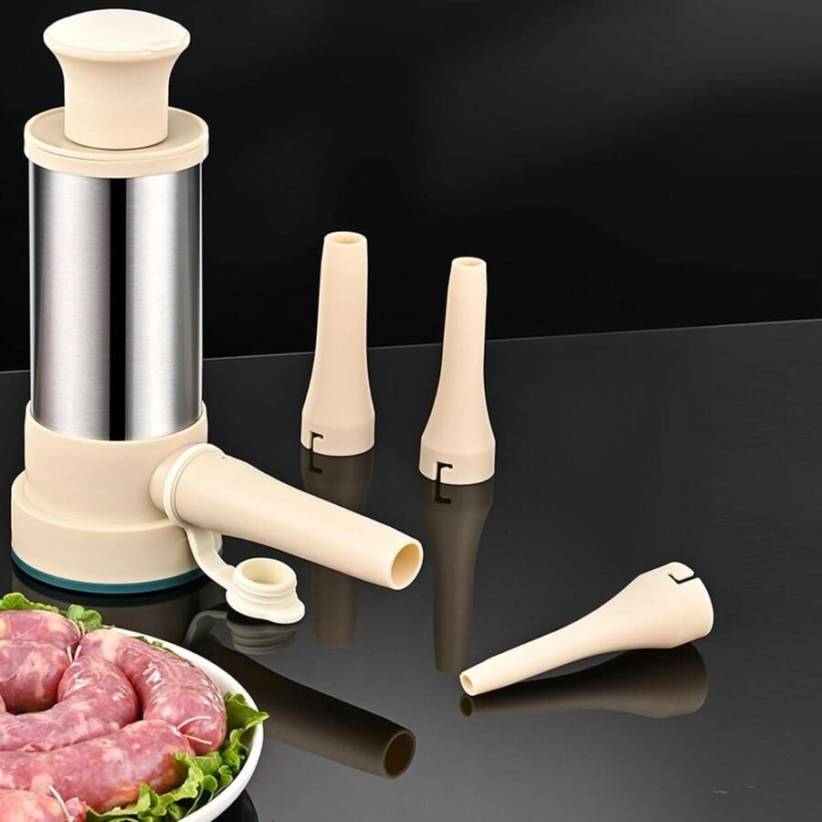 HEZIVO Professionele Worstenvuller 2-in-1 Worstmachine Worstenmaker 4 Vulbuizen