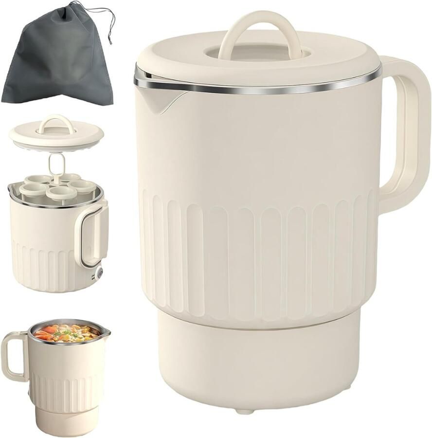 HEZIVO Waterkoker 1 Liter Campingwaterkoker Elektrisch Opvouwbaar 1 Liter Wit