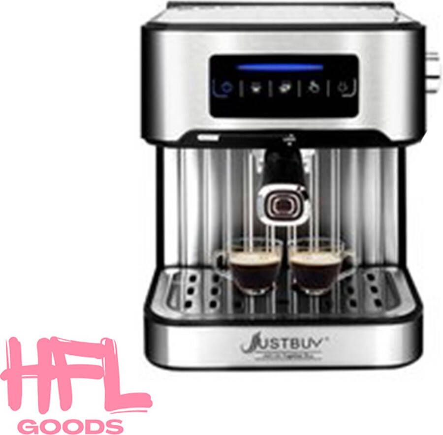 HFL Goods Espresso Apparaat Geniet Van Barista-Kwaliteit Thuis Met Het LCD Touch Espresso Koffiezetapparaat Met Semi-Automatische Pomp En Cappuccino Melkopschuimer Voor Perfecte Koffie Ervaringen Zilverkleurig - Foto 2