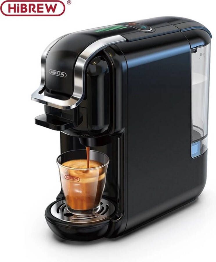 HiBrew Bolmans Koffiezetapparaat Senseo Cappuccino Zwart 19bar 5 in 1 warm koud