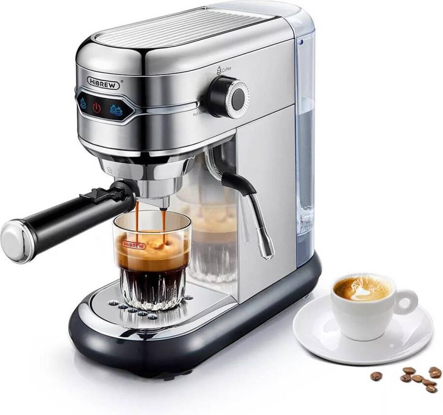 HiBrew H11 1450 Watt Koffiezetapparaat 19 Bar Halfautomatische Espressomachine Bedieningspaneel-Sterk Stoomschuimsysteem-Premium Kwaliteit