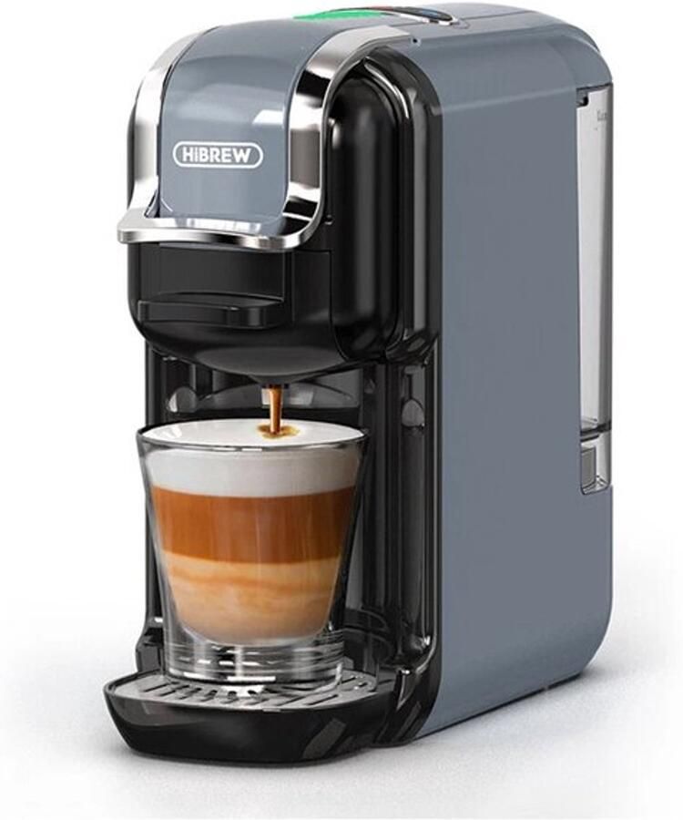 HiBrew H2B 5 in 1 Koffiezetapparaat (Grijs)- 5-in-1 Compatibel met Pods en Espressopoeder-Koude Warme Modus & LED-bereidingsindicator-19 Bar Drukafzuiging -Compact Ontwerp & Kopjesmaat Tips-Energiebesparing & Anti-Droog Bescherming - Foto 2
