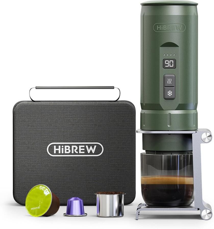 HiBrew Draagbare Elektrische Espressomachine Draagbare Espresso machine voor onderweg 100 ml Mini Reis Espressomachine Mini Koffiemachine – Oplaadbaar 7500mAh – Voor Camping Auto & Reizen