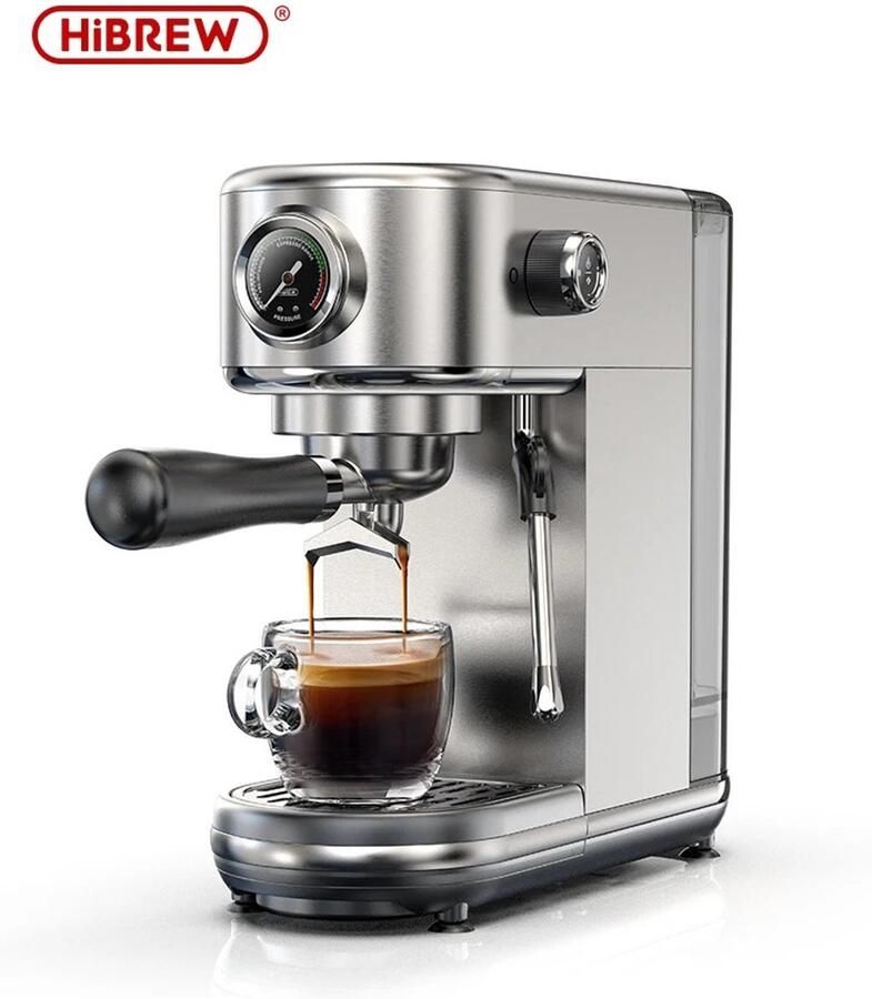 HiBrew Espressomachine Koffiezetapparaat Heerlijk verse cappuccino Espresso 20bar druk Espressomachine Instelbare Temperatuur Melkopschuimer Cappuccino Espressofunctie Warm Koud