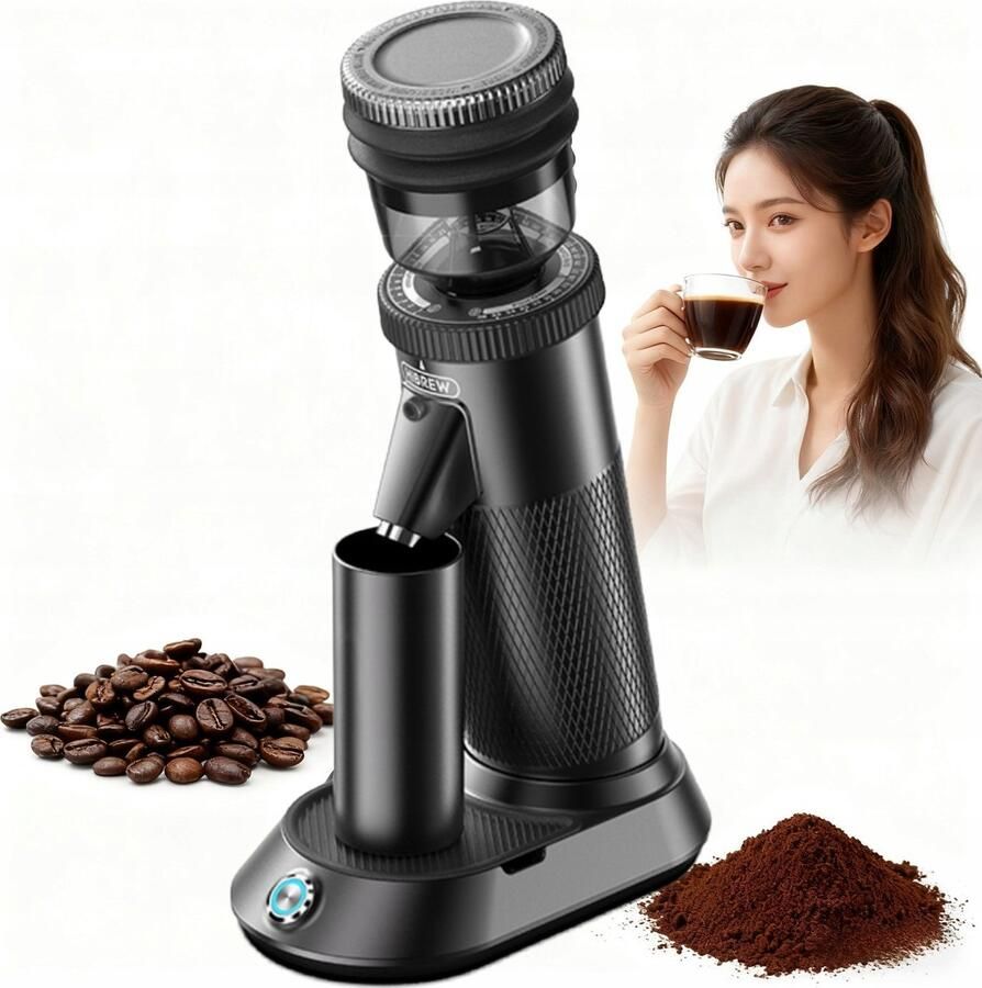 HiBrew G5 Elektrische Koffiemolen met 48 mm Conische Maalschijven – Compact en Draagbaar – Voor Espresso en Turkse Koffie
