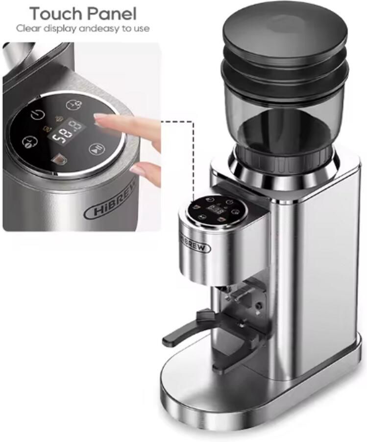 HiBrew G7 Elektrische Koffiemolen – 48 Maalstanden – Voor Espresso Americano Pour-Over en Filterkoffie – Transparant Bonenreservoir