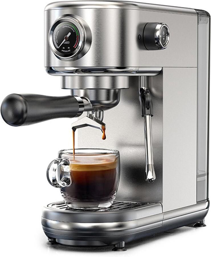 HiBrew H10B espressomachine extractiedruk van 20 bar halfautomatisch instelbare temperatuur en kopvolume handgreep van 51 mm aluminiumlegering verwijderbare watertank van 1 3 liter