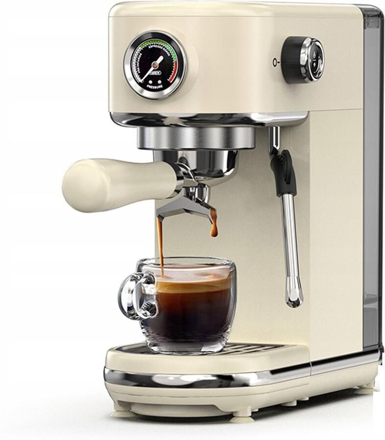 HiBrew H10B Halfautomatische Espressomachine – 20 Bar – Met Stoompijpje – 1 3L Afneembaar Reservoir – Beige