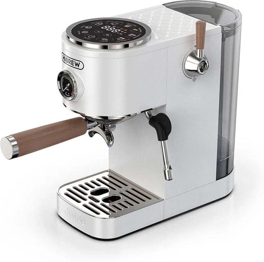 HiBrew H13 – Professionele 4-in-1 Halfautomatische Espressomachine met Touchscreen & Dual Boiler – 20 Bar – 58mm Portafilter – Voor Espresso Americano Zwarte Koffie Heet Water & Cold Brew