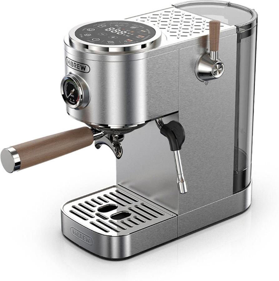 HiBrew H13 – Professionele 4-in-1 Halfautomatische Espressomachine met Touchscreen & Dual Boiler – 20 Bar – 58mm Portafilter – Voor Espresso Americano Zwarte Koffie Heet Water & Cold Brew