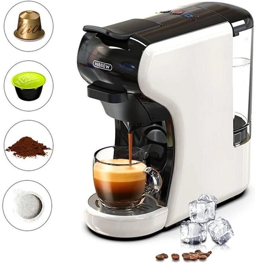 HiBrew H1A 4-in-1 Koffiepadmachine – Geschikt voor Nespresso – Compact & Energiezuinig – wit