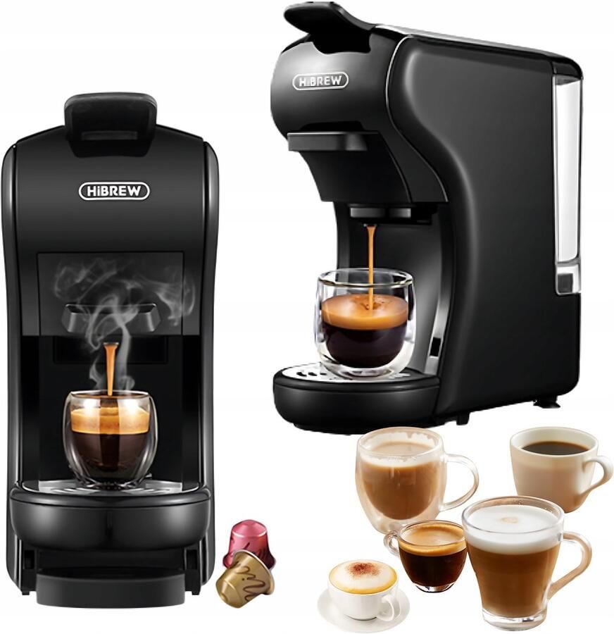 HiBrew H1A 4-in-1 Koffiepadmachine – Voor Nespresso ESE Dolce Gusto en gemalen koffie – Compact & Energiezuinig- Zwart