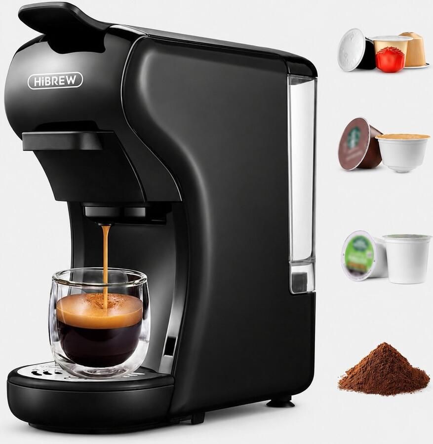 HiBrew H1A Espressomachine 4-in-1 Kapsels ESE en Gemalen Koffie