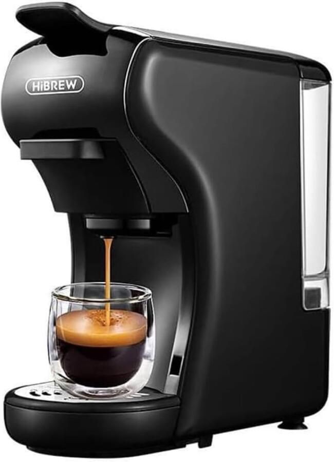 HiBrew H1A Espressomachine 4 in 1 Multifunctioneel voor warm en koud Kapsulekoffiezetapparaat Voor Nespresso Dolce Gusto ESE & gemalen koffie Zwart