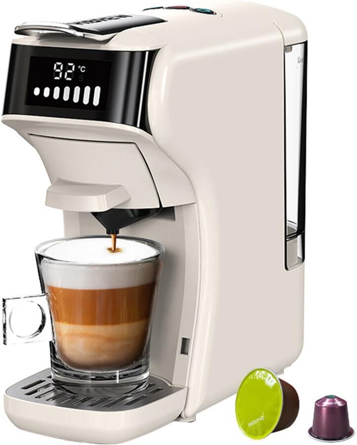 HiBrew H1B koffiezetapparaat met 6 in 1 pads watertank van 600 ml drukextractie van 19 bar koud warm-modus LED-indicator voor Kcup* Nes* DG* espressopoeder