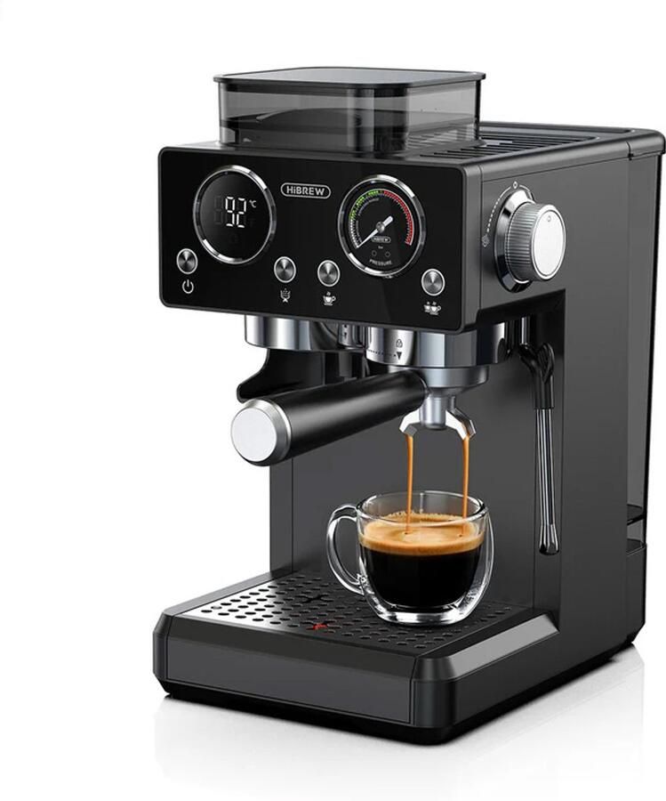 HiBrew H20 Espressomachine met Geïntegreerde Koffiemolen – 20 Bar – 1.8L – PID Temperatuurcontrol