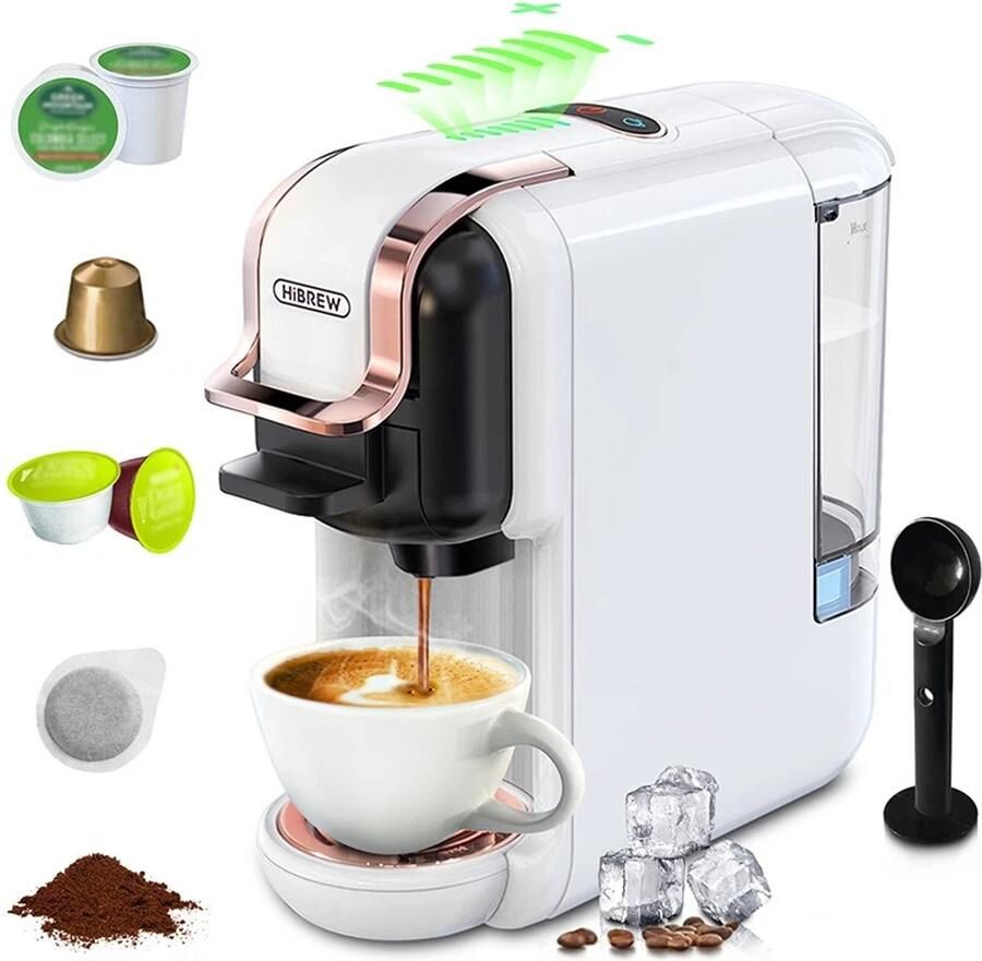 HiBrew H2B Koffiemachine 5-in-1 Nespresso Dolce Gusto K-Cup ESE en Gemalen Koffie-WIT