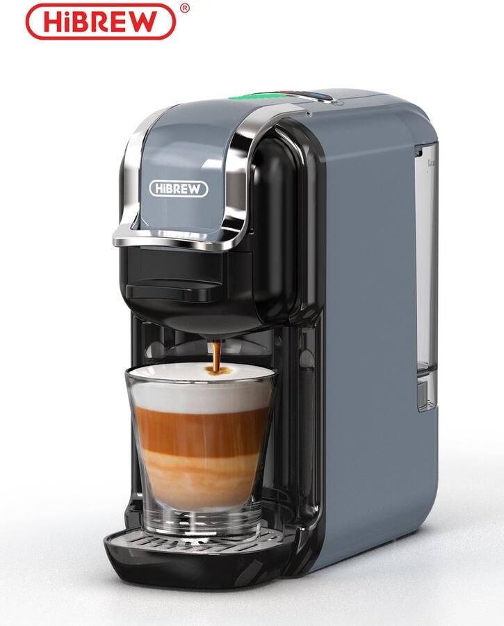 HiBrew H2B Koffiemachine 5-in-1 Voor Capsules en Gemalen Koffie Grijs