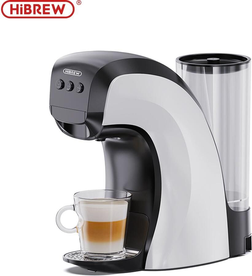 HiBrew H3B Koffiecupmachine -Zwart-wit design-Automatische Stop-Eenvoudig Personaliseren-Voor Dolce Gusto Cups