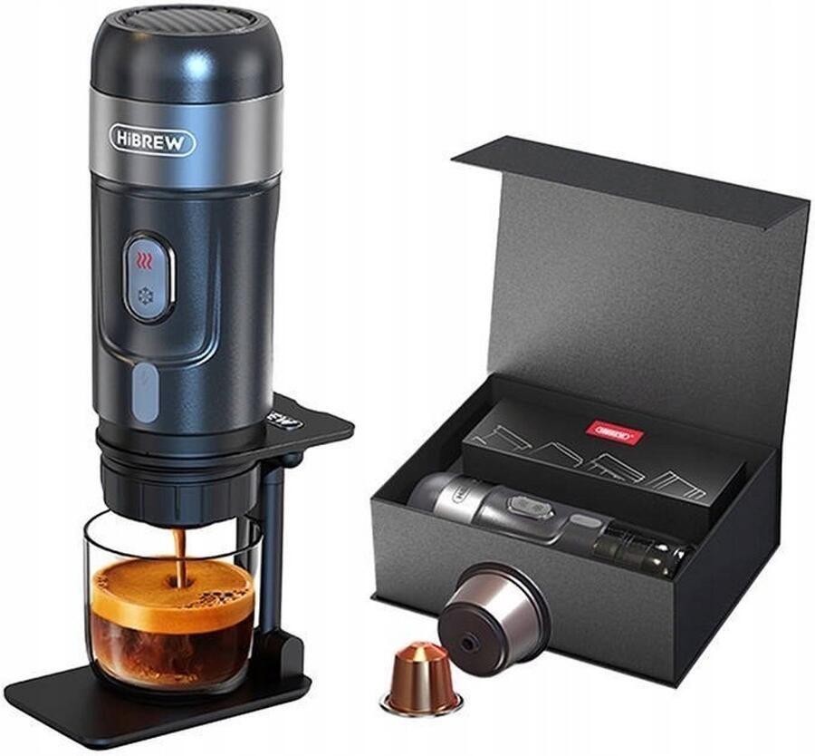HiBrew H4A 3-in-1 Draagbaar Koffiezetapparaat voor Onderweg – 15 Bar – Compatibel met Nespresso & Dolce Gusto – Inclusief Etui en Autolader – Zwart