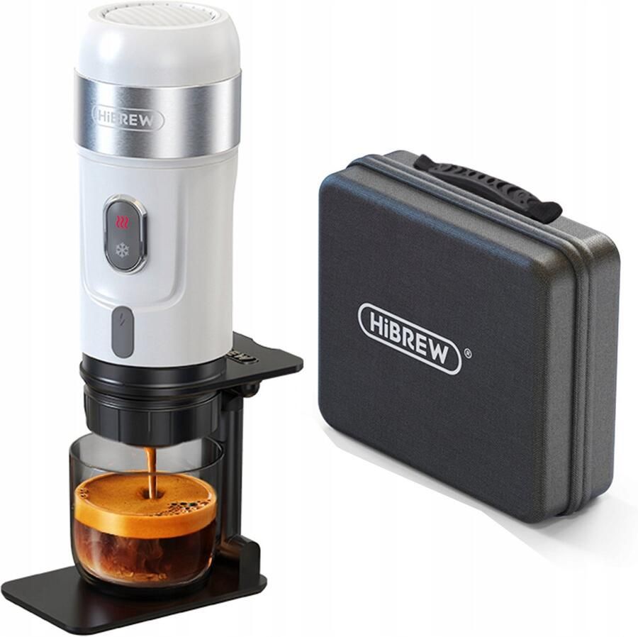 HiBrew H4A 3-in-1 Draagbaar Koffiezetapparaat voor Onderweg – 15 Bar – Compatibel met Nespresso & Dolce Gusto – Inclusief Etui en Autolader – Wit