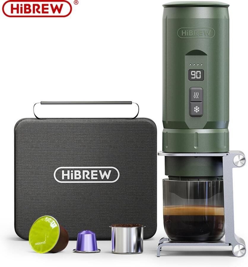 HiBrew H4C Draagbare Espressomachine Auto Thuis & Kamperen voor Nespresso Dolce Gusto & gemalen koffie-Inclusief tas