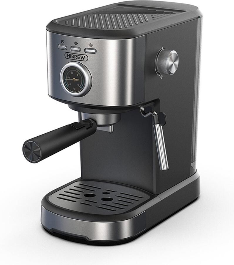 HiBrew H5A Espresso Machine – koffiezetapparaat – 15 Bar – Nauwkeurige Temperatuurmeter – Sterke Stoomfunctie – 1.2L – Melkopschuimer – One-Touch Koffiezetapparaat