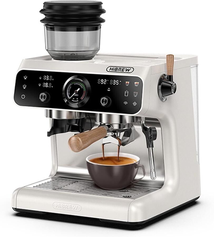 HiBrew H7B espressomachine dubbel verwarmingssysteem 58 mm portafilter ingebouwde molen met 30 maatinstellingen touchscreen voor Cafe Hotel Restaurant