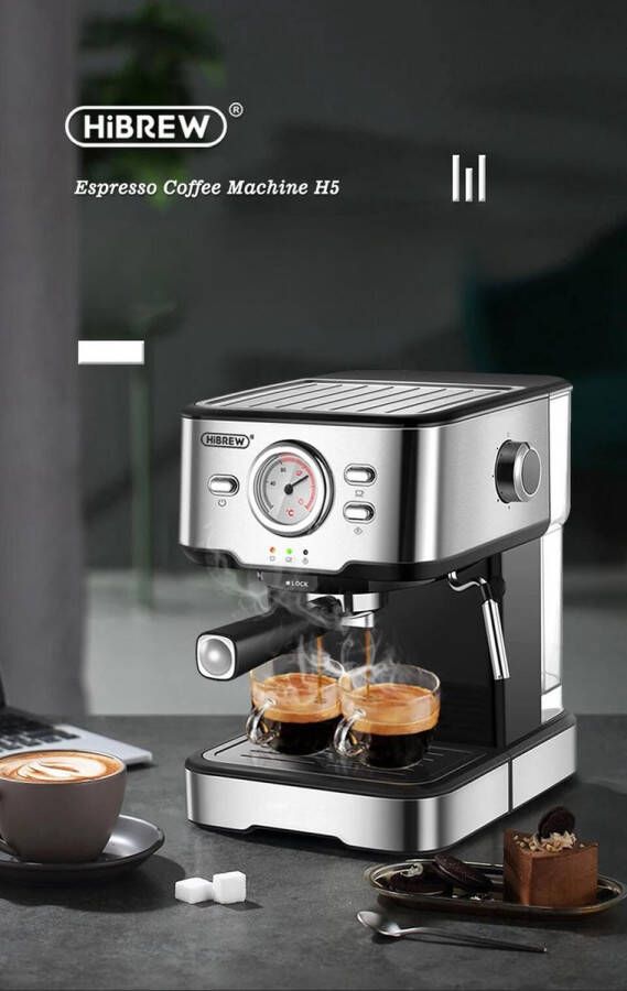 HiBrew Koffie Machine H5 Koffiezetapparaat Zilver Zwart 20bar espresso cappuccino machine