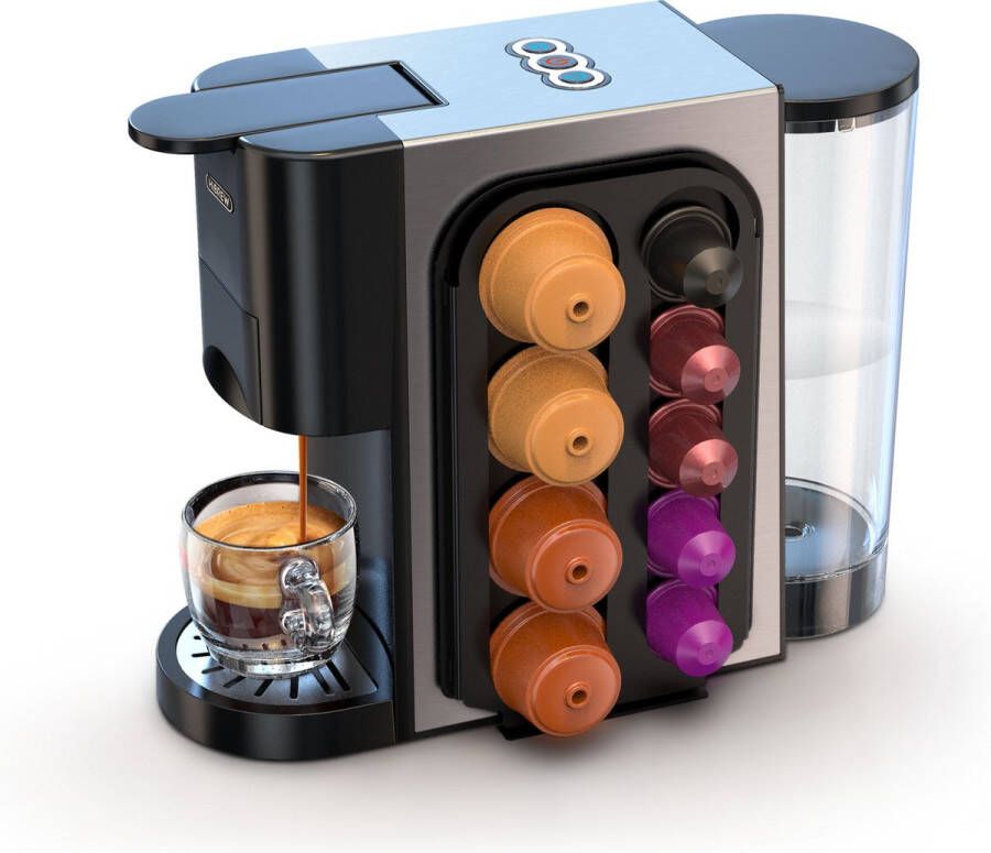 HiBrew Koffiemachine Met Capsulehouder 4-in-1 Koffiezetapparaat Koffie machine Koffieapparaat Meerdere capsules mogelijk