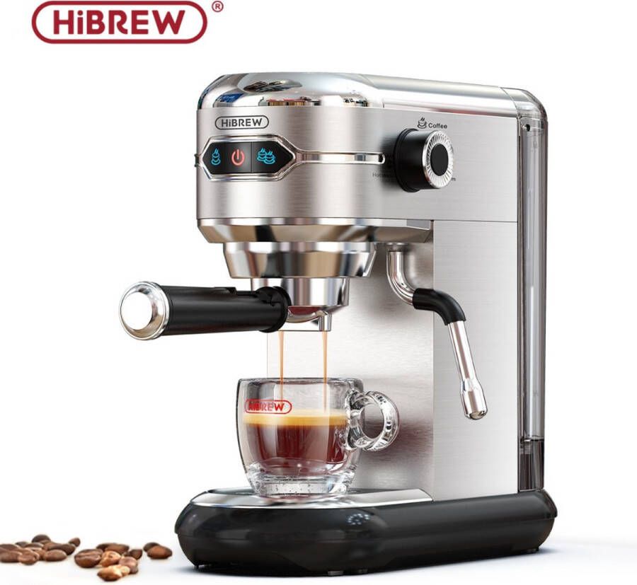 HiBrew Koffiezetapparaat Koffiemachine Incl. Tamper En Melkkan Cappuccino Latte 19-Bar 1450W