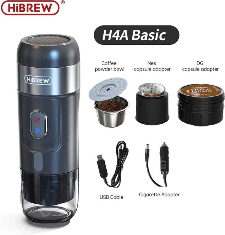 HiBrew -Minipresso Draagbare koffiemachine reis koffiezetapparaat 12 volt draagbare espressomachine koffiezetapparaat voor in de auto hete koffie in 6 minuten