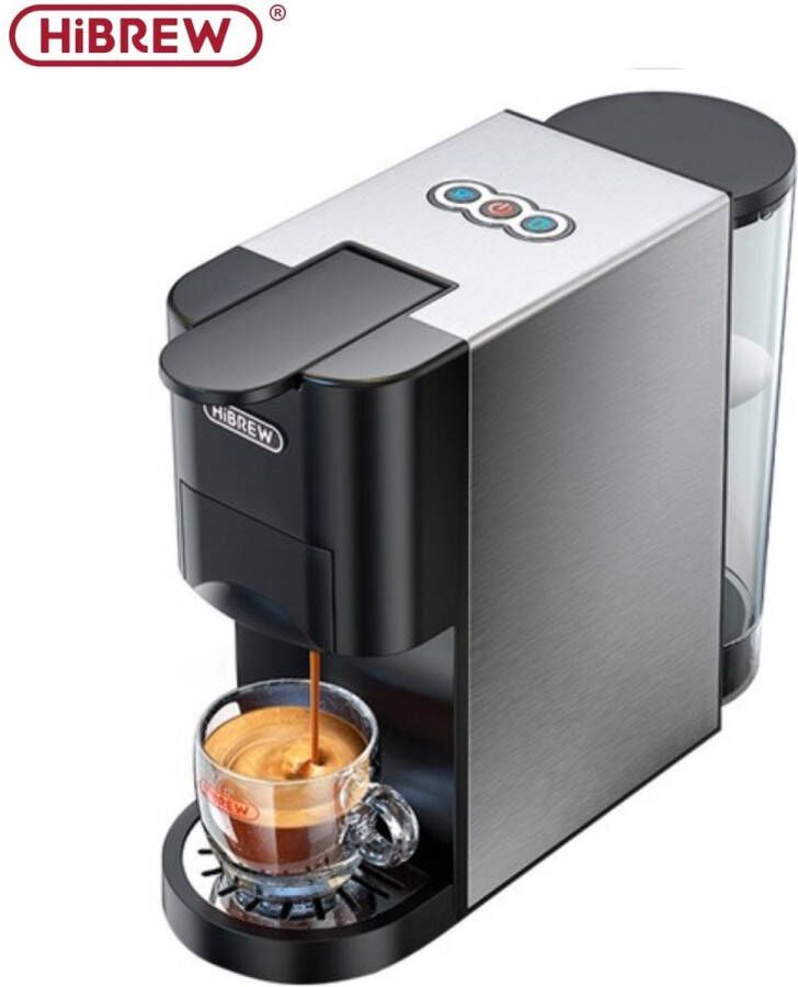 HiBrew Multifunctioneel 5-in-1 Koffiezetapparaat Dolce Gusto Nespresso Espresso Pads Gemalen Koffie en Kcups (Kleur : Zilver)