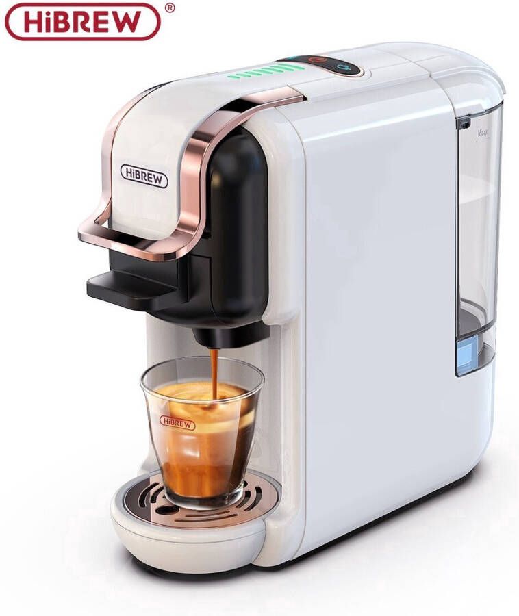 HiBrew Multifunctioneel 5-in-1 Koffiezetapparaat Dolce Gusto Nespresso Espresso Pads Gemalen Koffie en Kcups (Kleur : Wit)