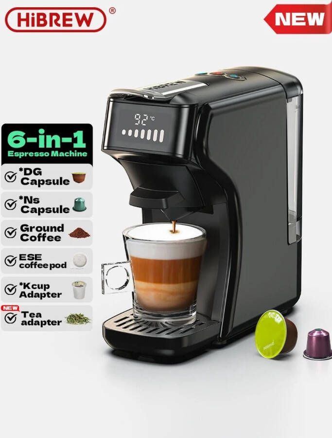 HiBrew Seastone Nieuw 6 in1 Capsule Koffiezetapparaat Koffiemachine Warm-Koud Meerdere Espresso Cafetaria Cappuccino Koffiezetapparaat Dolce Gusto Nespresso Poeder