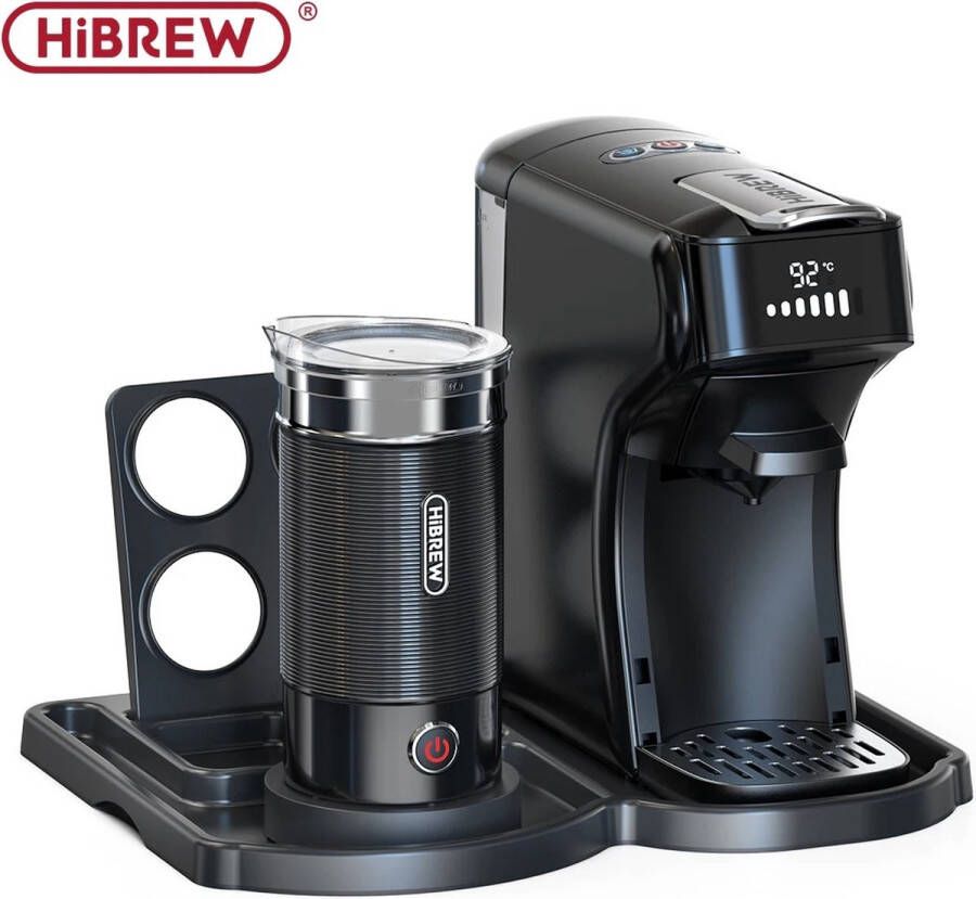 HiBrew Seastone- Nieuw 6 in1 Capsule Koffiezetapparaat Inclusief melkopschuimer Koffiemachine Warm-Koud Meerdere Espresso Cafetaria Cappuccino Koffiezetapparaat Dolce Gusto Nespresso Poeder