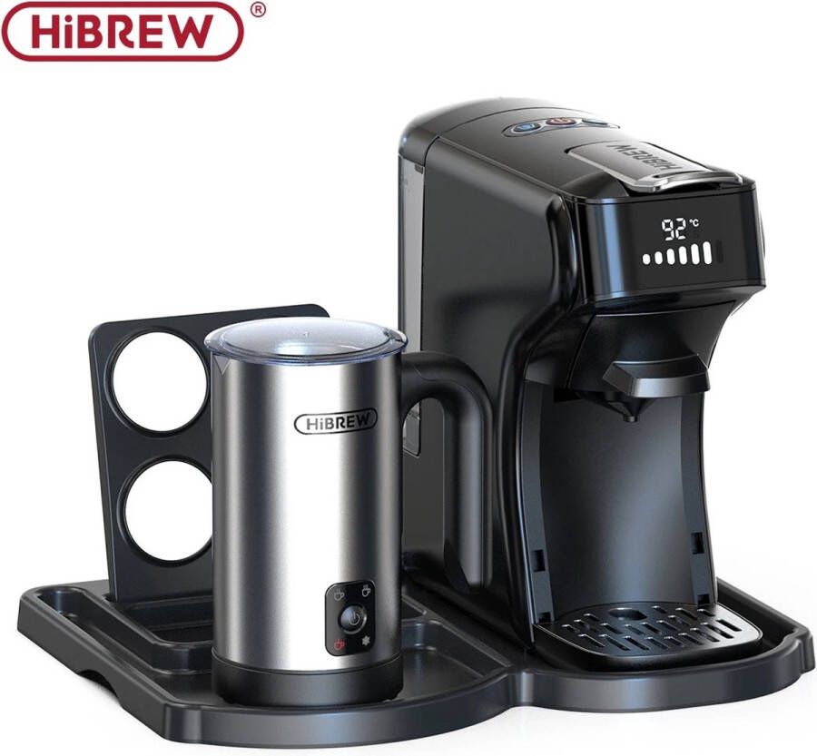 HiBrew Seastone- Nieuw Koffiemachine Inclusief melkopschuimer 6 in1 Capsule Koffiezetapparaat Warm-Koud Meerdere Espresso Cafetera Cappuccino Koffiezetapparaat Dolce Gusto Nespresso Poeder