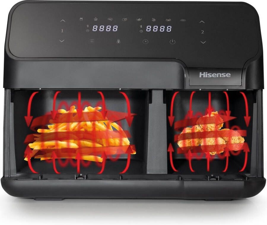 Hisense HAF2900D friteuse Dubbel Vrijstaand 1700 W Heteluchtfriteuse Zwart