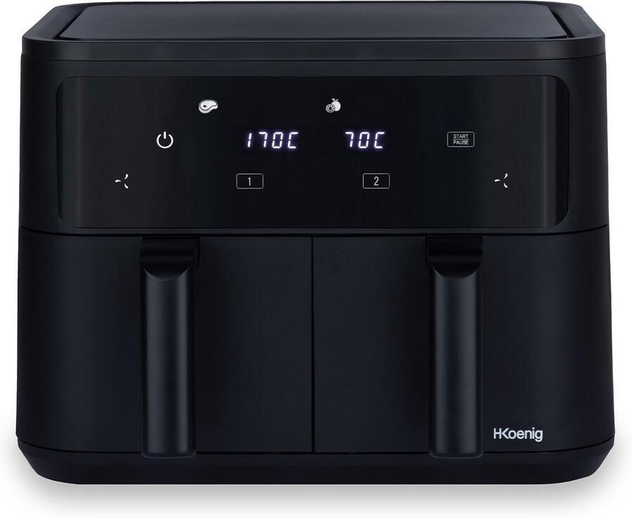 H.KOENIG HKoeNIG Olievrije Friteuse FRY900 9L Capaciteit 4 5L Dubbele Tank 8 Kookprogramma's 2400W