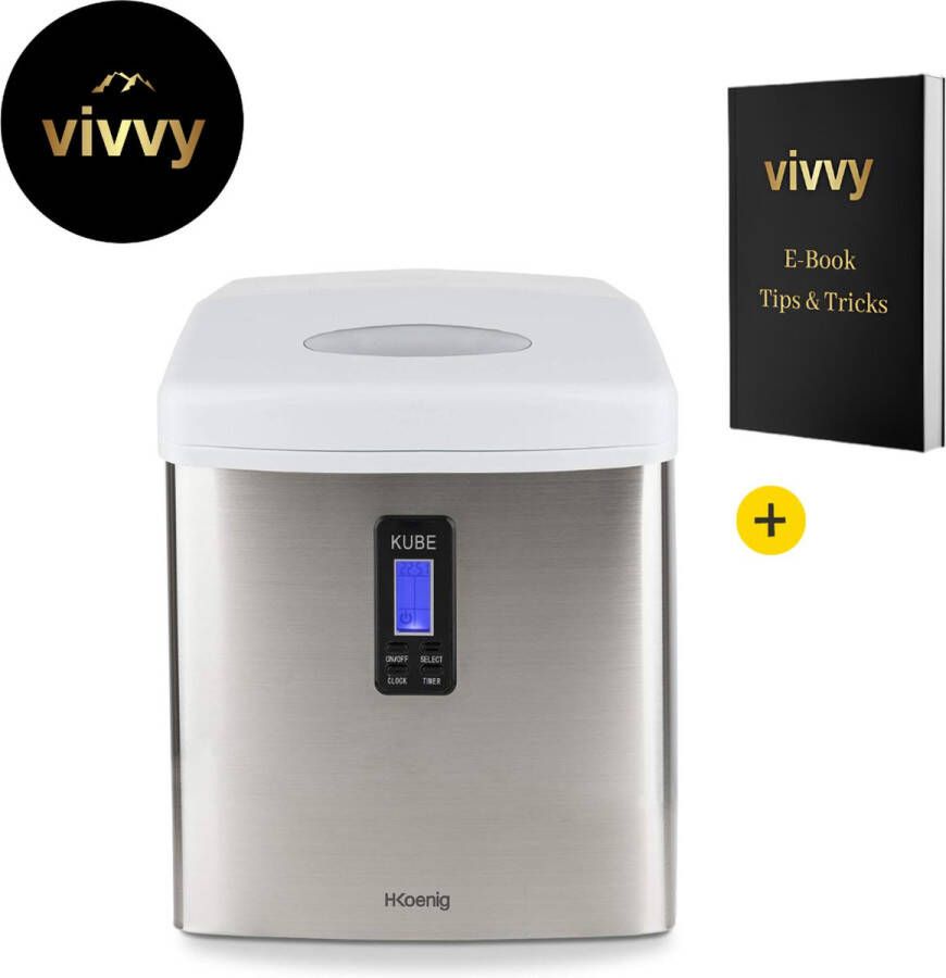 H.KOENIG IJsblokjesmachine 2 In 1 IJsklontjes Machine Binnen 12 Minuten IJsblokjesmachine Crushed Ice Met Display 100% Verkoeling Garantie 3 Verschillende Grote IJsklontjes 3.3 L