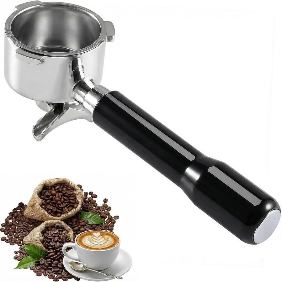HNHNYXC Filterhouder 51 mm voor DeLonghi Dedica EC680 EC685 EC885 Smeg roestvrijstalen portafilter 3 oren design dubbele uitloop met premium ABS zeefhouder espresso filtermand drukloos koffiemachine