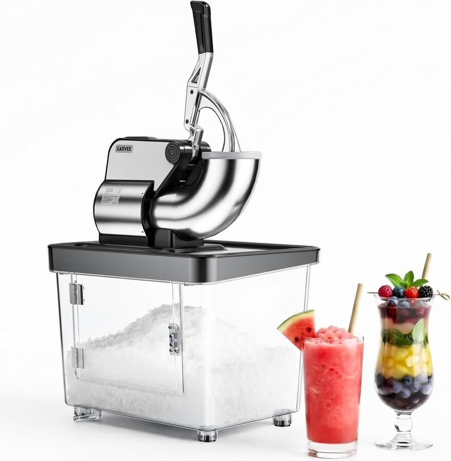 HOERFURIY Professionele 300 W-slush-ijsmachine – met ETL-certificering – commerciële roestvrijstalen ijsbreker met dubbel mes – tank van 50 l – 300 kg u – voor bars keukens en evenementen – zwart