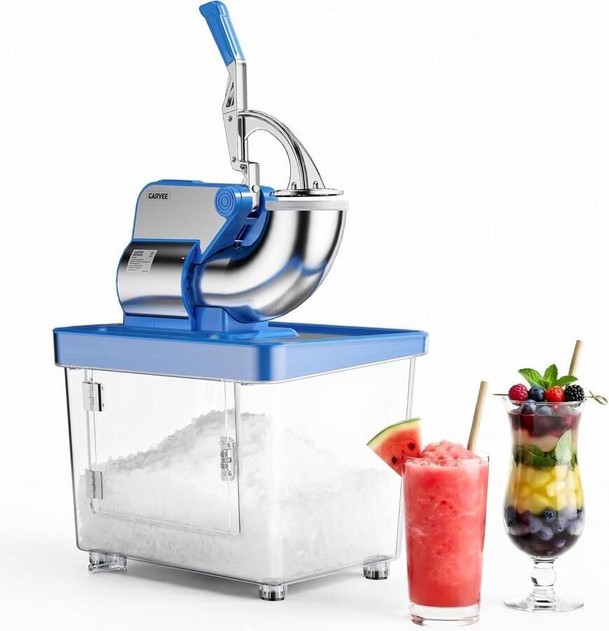 Triumpunpre Professionele 300 W-slush-ijsmachine – met ETL-certificering – commerciële roestvrijstalen ijsbreker met dubbel mes – tank van 50 l – 300 kg u – voor bars keukens en evenementen – blauw